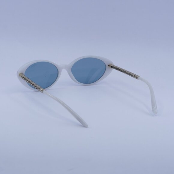 Versace VE4469 547172  Sunglasses White/Gold Oval Frame, Blue Lenses - Picture 7 of 11